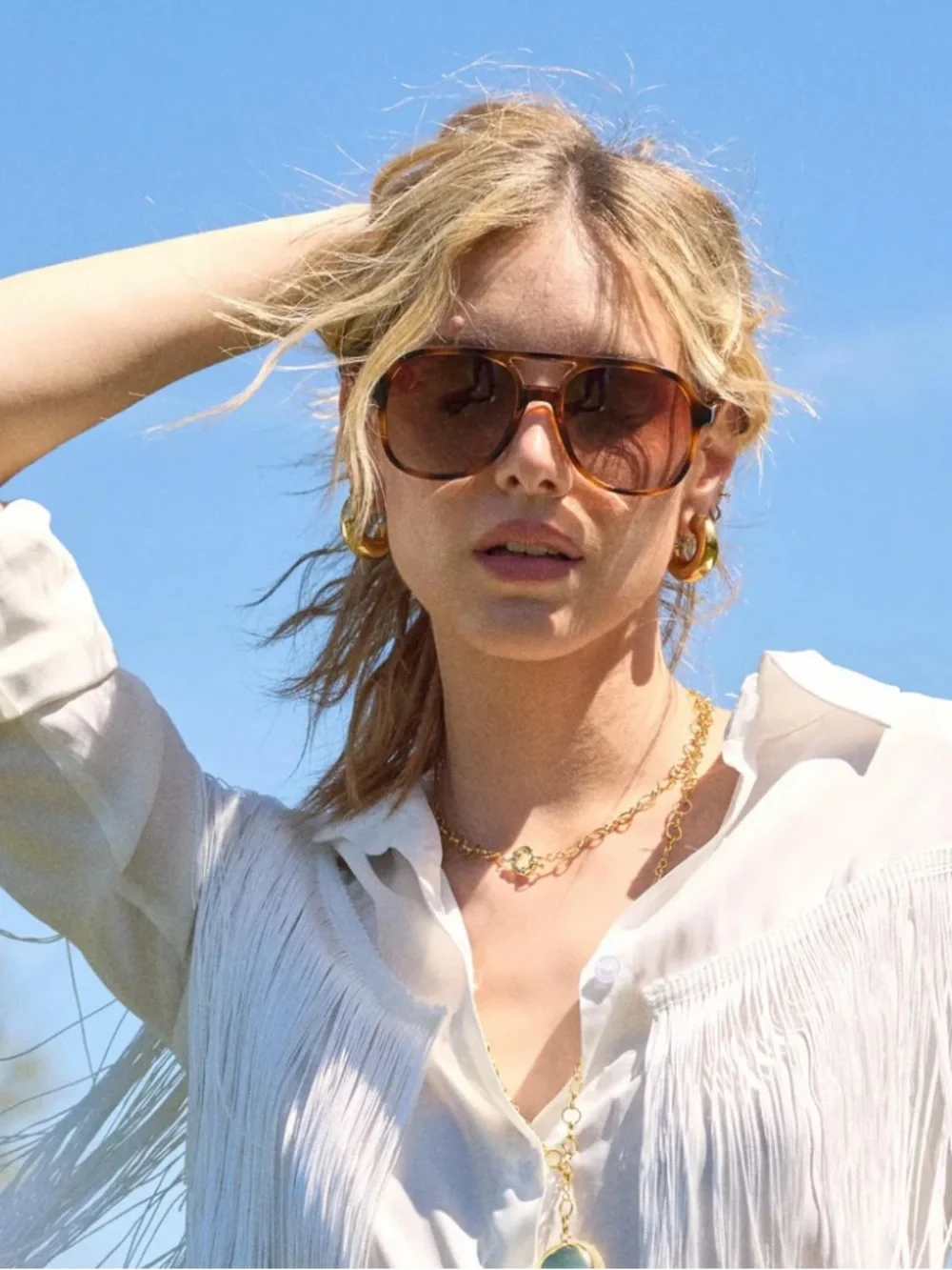 Sojos Light Brown Tortoiseshell Oversized Aviator Sunglasses